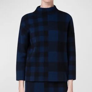 AKRIS PUNTO Merino Wool Gingham Jacquard Sweater